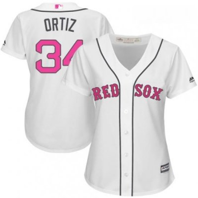 Womens Majestic Boston Red Sox 34 David Ortiz Authentic White Mothers Day MLB Jersey