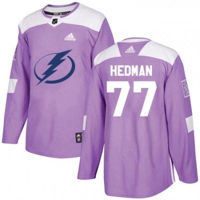 Youth Adidas Tampa Bay Lightning 77 Victor Hedman Authentic Purple Fights Cancer Practice NHL Jersey