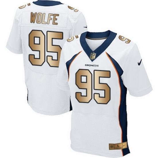 Nike Broncos #95 Derek Wolfe White Mens Stitched NFL New Elite Gold Jersey