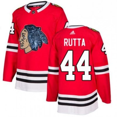 Mens Adidas Chicago Blackhawks 44 Jan Rutta Authentic Red Fashion Gold NHL Jersey