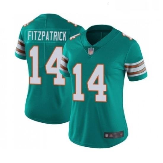 Womens Miami Dolphins 14 Ryan Fitzpatrick Aqua Green Alternate Vapor Untouchable Limited Player Football Jersey