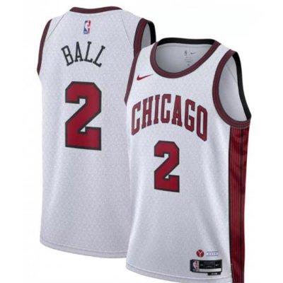 Men Chicago Bulls 2 Lonzo Ball White 2022 23 City Edition Stitched Basketball Jersey