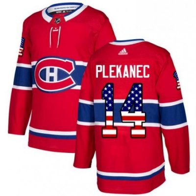 Mens Adidas Montreal Canadiens 14 Tomas Plekanec Authentic Red USA Flag Fashion NHL Jersey