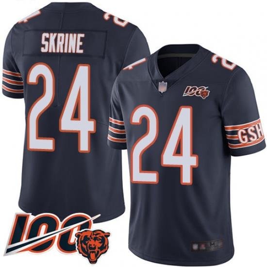 Men Chicago Bears 24 Buster Skrine Navy Blue Team Color 100th Season Limited Football Jersey