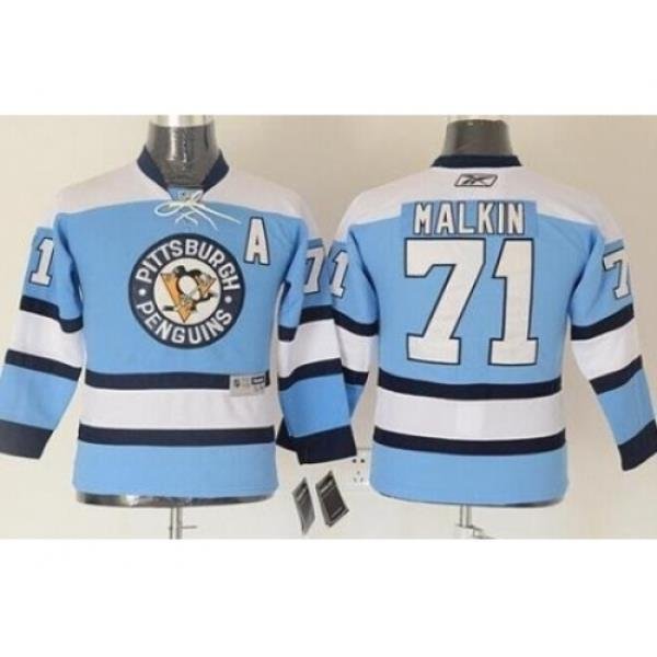 Kids Pittsburgh Penguins 71 Evgeni Malkin Blue Stitched NHL Jersey