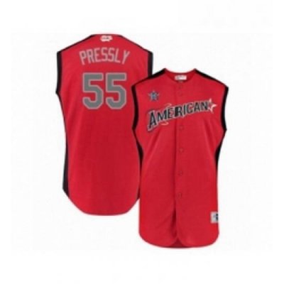 Youth Houston Astros 55 Ryan Pressly Authentic Red American League 2019 Baseball All Star Jersey