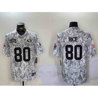 Men San Francisco 49ers 80 Jerry Rice 2024 F U S E Arctic Camo Salute To Service Limited Stitched Football Jersey