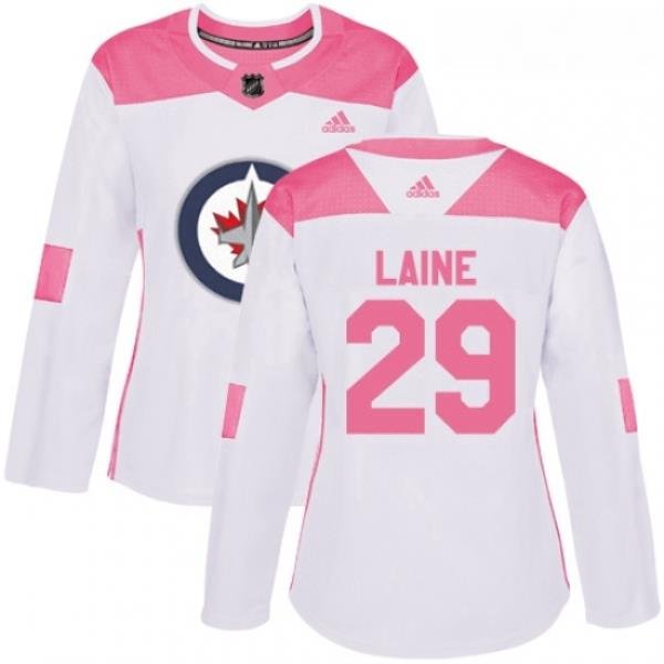 Womens Adidas Winnipeg Jets 29 Patrik Laine Authentic WhitePink Fashion NHL Jersey