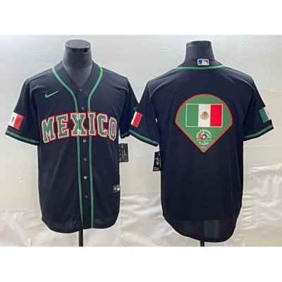 Men Mexico Baseball 2023 Black World Baseball Big Logo Classic Stitched Jersey