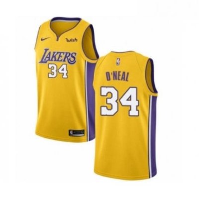 Youth Los Angeles Lakers 34 Shaquille ONeal Swingman Gold Home Basketball Jersey Icon Editi