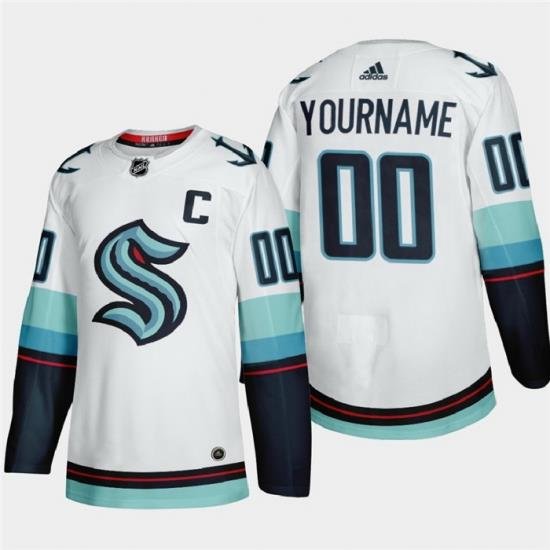 Seattle Kraken Custom Men Women youth Adidas 2021 22 White Away Authentic Stitched NHL Jersey