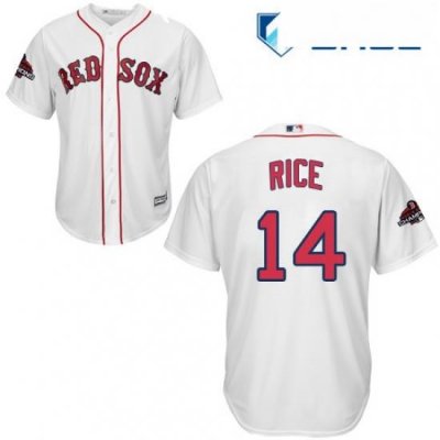 Youth Majestic Boston Red Sox 14 Jim Rice Authentic White Home Cool Base 2018 World Series Champions MLB Jersey