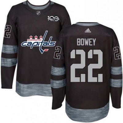 Mens Adidas Washington Capitals 22 Madison Bowey Authentic Black 1917 2017 100th Anniversary NHL Jersey