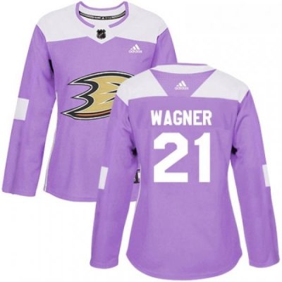 Womens Adidas Anaheim Ducks 21 Chris Wagner Authentic Purple Fights Cancer Practice NHL Jersey