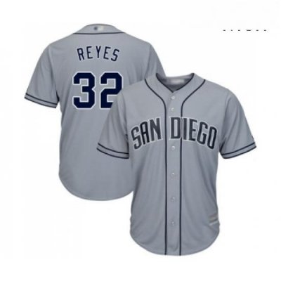 Mens San Diego Padres 32 Franmil Reyes Replica Grey Road Cool Base Baseball Jersey