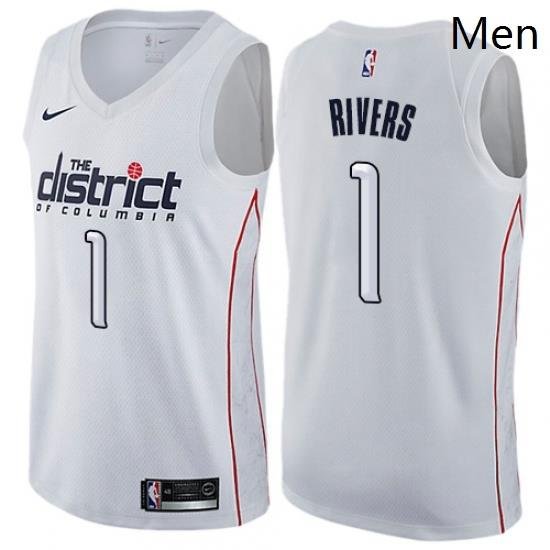 Mens Nike Washington Wizards 1 Austin Rivers Swingman White NBA Jersey City Edition