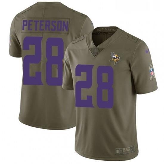 Youth Nike Minnesota Vikings 28 Adrian Peterson Limited Olive 2017 Salute to Service NFL Jersey