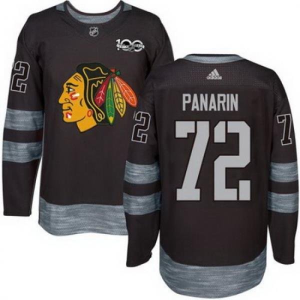 Blackhawks #72 Artemi Panarin Black 1917 2017 100th Anniversary Stitched NHL Jersey