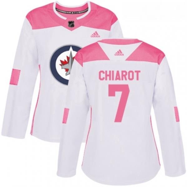 Womens Adidas Winnipeg Jets 7 Ben Chiarot Authentic WhitePink Fashion NHL Jersey