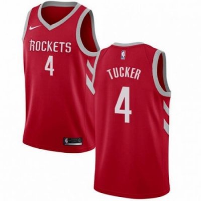 Mens Nike Houston Rockets 4 PJ Tucker Swingman Red Road NBA Jersey Icon Edition