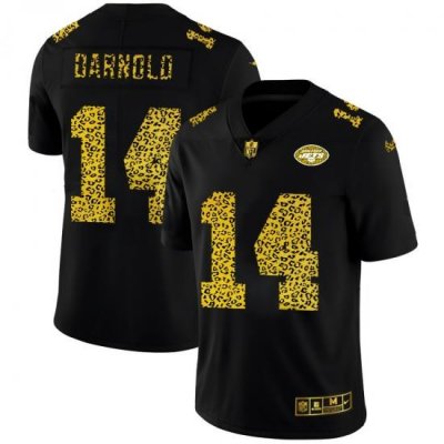 New York Jets 14 Sam Darnold Men Nike Leopard Print Fashion Vapor Limited NFL Jersey Black