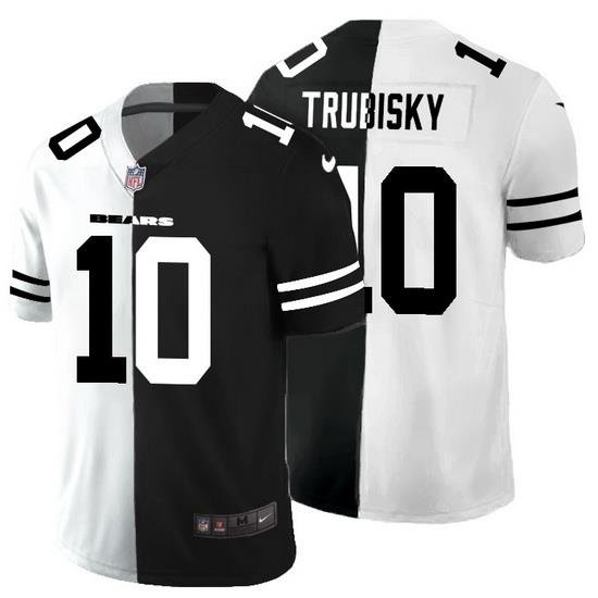 Chicago Bears 10 Mitchell Trubisky Men Black V White Peace Split Nike Vapor Untouchable Limited NFL Jersey