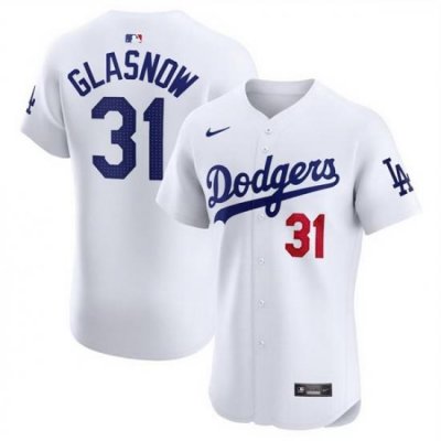 Men Los Angeles Dodgers 31 Tyler GlasnoW White 2024 Home Elite Stitched Jersey