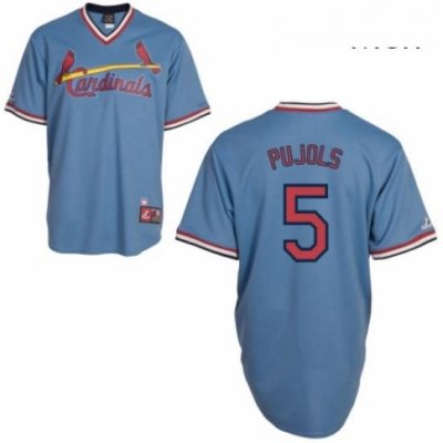 Mens Majestic St Louis Cardinals 5 Albert Pujols Authentic Blue Cooperstown Throwback MLB Jersey