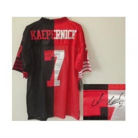 Nike San Francisco 49ers 7 Colin Kaepernick Red Black Elite Split Signed NFL Jersey