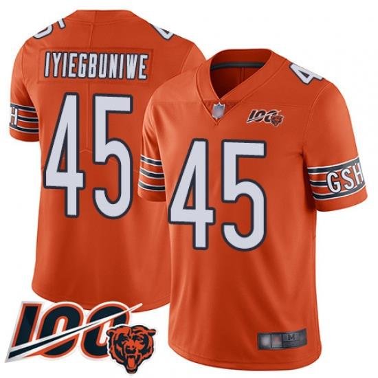 Youth Chicago Bears 45 Joel Iyiegbuniwe Orange Alternate 100th Season Limited Football Jersey