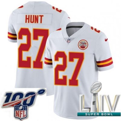 2020 Super Bowl LIV Men Nike Kansas City Chiefs #27 Kareem Hunt White Vapor Untouchable Limited Player NFL Jersey