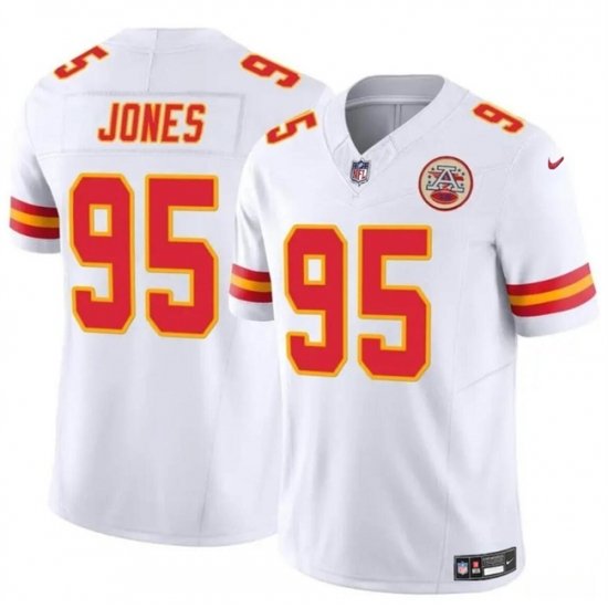 Men  Kansas City Chiefs 95 Chris Jones White 2024 F U S E Vapor Untouchable Limited Stitched Football Jersey