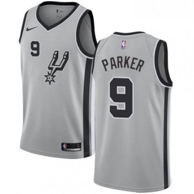 Womens Nike San Antonio Spurs 9 Tony Parker Authentic Silver Alternate NBA Jersey Statement Edition