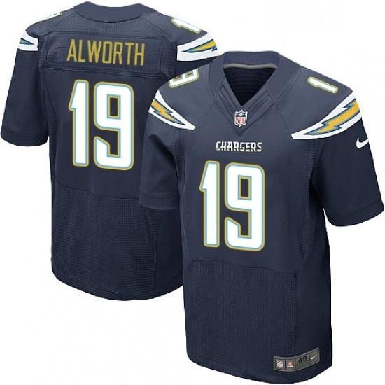 Men Nike Los Angeles Chargers 19 Lance Alworth Elite Navy Blue Team Color NFL Jersey