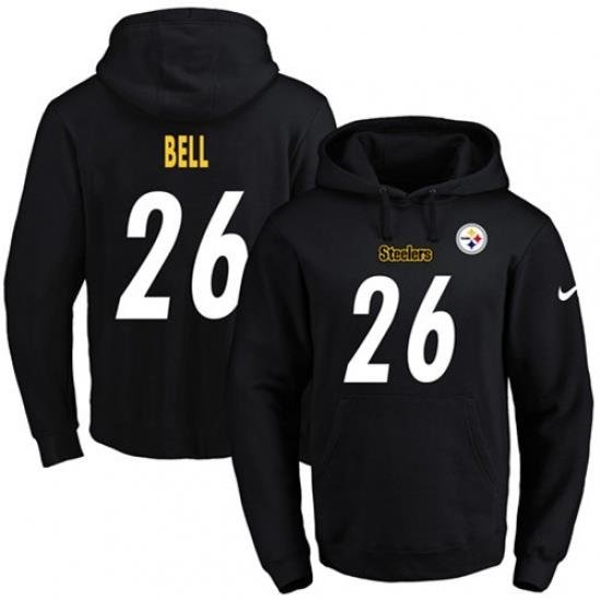 NFL Mens Nike Pittsburgh Steelers 26 LeVeon Bell Black Name Number Pullover Hoodie