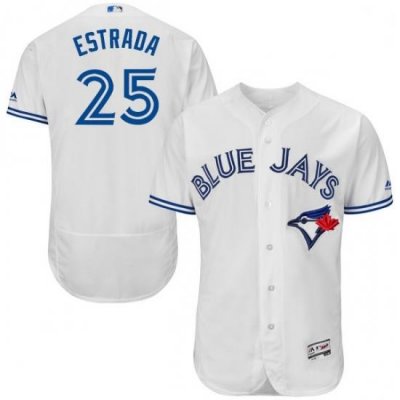 Mens Majestic Toronto Blue Jays 25 Marco Estrada White Home Flex Base Authentic Collection MLB Jersey