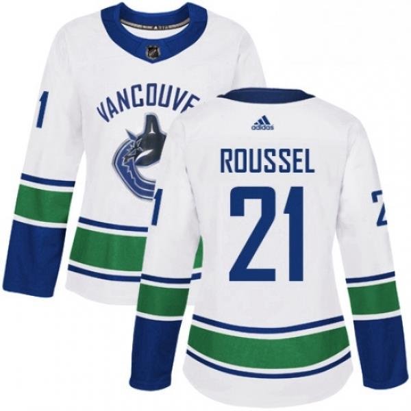 Womens Adidas Vancouver Canucks 21 Antoine Roussel Authentic White Away NHL Jersey