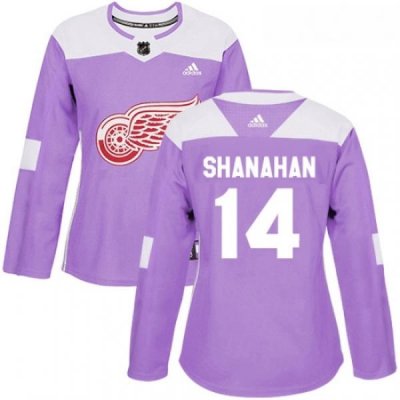 Womens Adidas Detroit Red Wings 14 Brendan Shanahan Authentic Purple Fights Cancer Practice NHL Jersey