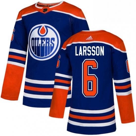 Mens Adidas Edmonton Oilers 6 Adam Larsson Premier Royal Blue Alternate NHL Jersey