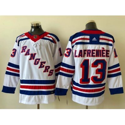 Men New York Rangers Alexis Lafreniere 13 White 2020 21 Reverse Retro Alternate NHL Jersey