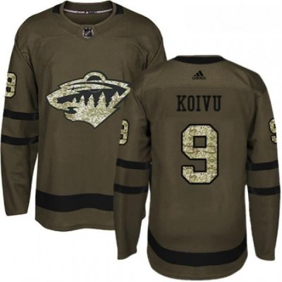 Youth Adidas Minnesota Wild 9 Mikko Koivu Authentic Green Salute to Service NHL Jersey