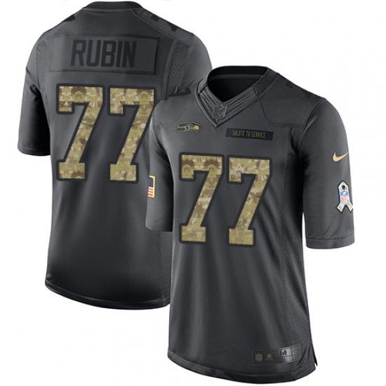 Nike Seahawks #77 Ahtyba Rubin Black Mens Stitched NFL Limited 2016 Salute to Service Jersey