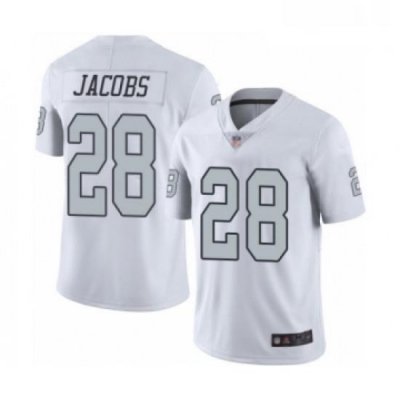 Mens Oakland Raiders 28 Josh Jacobs Elite White Rush Vapor Untouchable Football Jersey