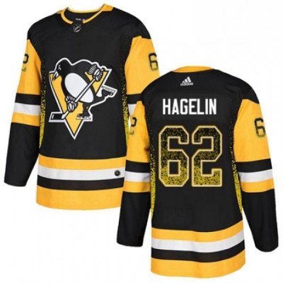 Mens Adidas Pittsburgh Penguins 62 Carl Hagelin Authentic Black Drift Fashion NHL Jersey