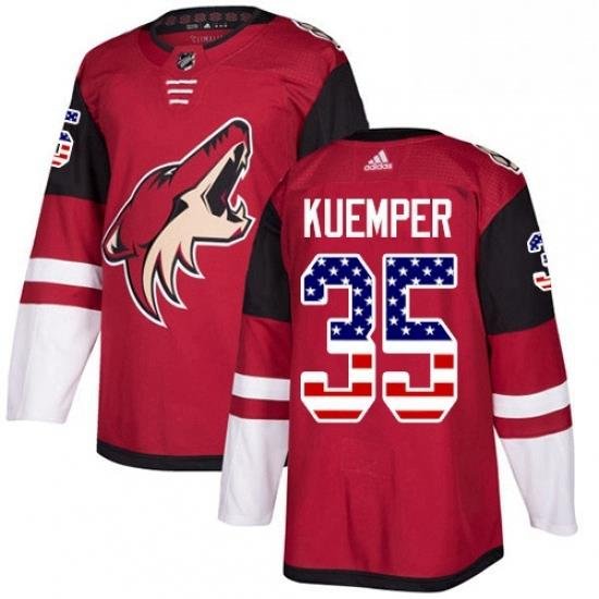 Mens Adidas Arizona Coyotes 35 Darcy Kuemper Authentic Red USA Flag Fashion NHL Jersey