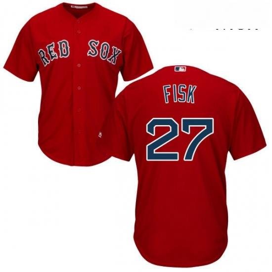 Mens Majestic Boston Red Sox 27 Carlton Fisk Replica Red Alternate Home Cool Base MLB Jersey