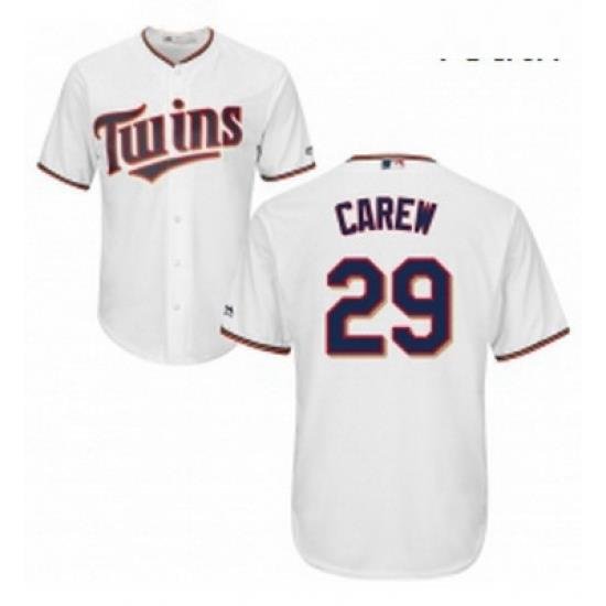 Youth Majestic Minnesota Twins 29 Rod Carew Replica White Home Cool Base MLB Jersey