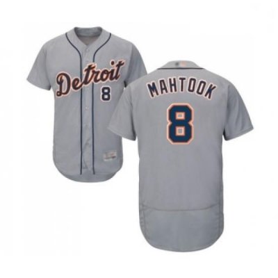 Mens Detroit Tigers 8 Mikie Mahtook Grey Road Flex Base Authentic Collection Baseball Jersey