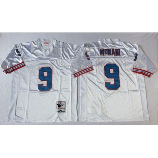 Men Oilers 9 Steve McNair White M&N Throwback Jersey