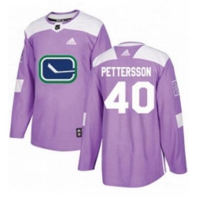 Mens Adidas Vancouver Canucks 40 Elias Pettersson Purple Authentic Fights Cancer Stitched NHL Jersey